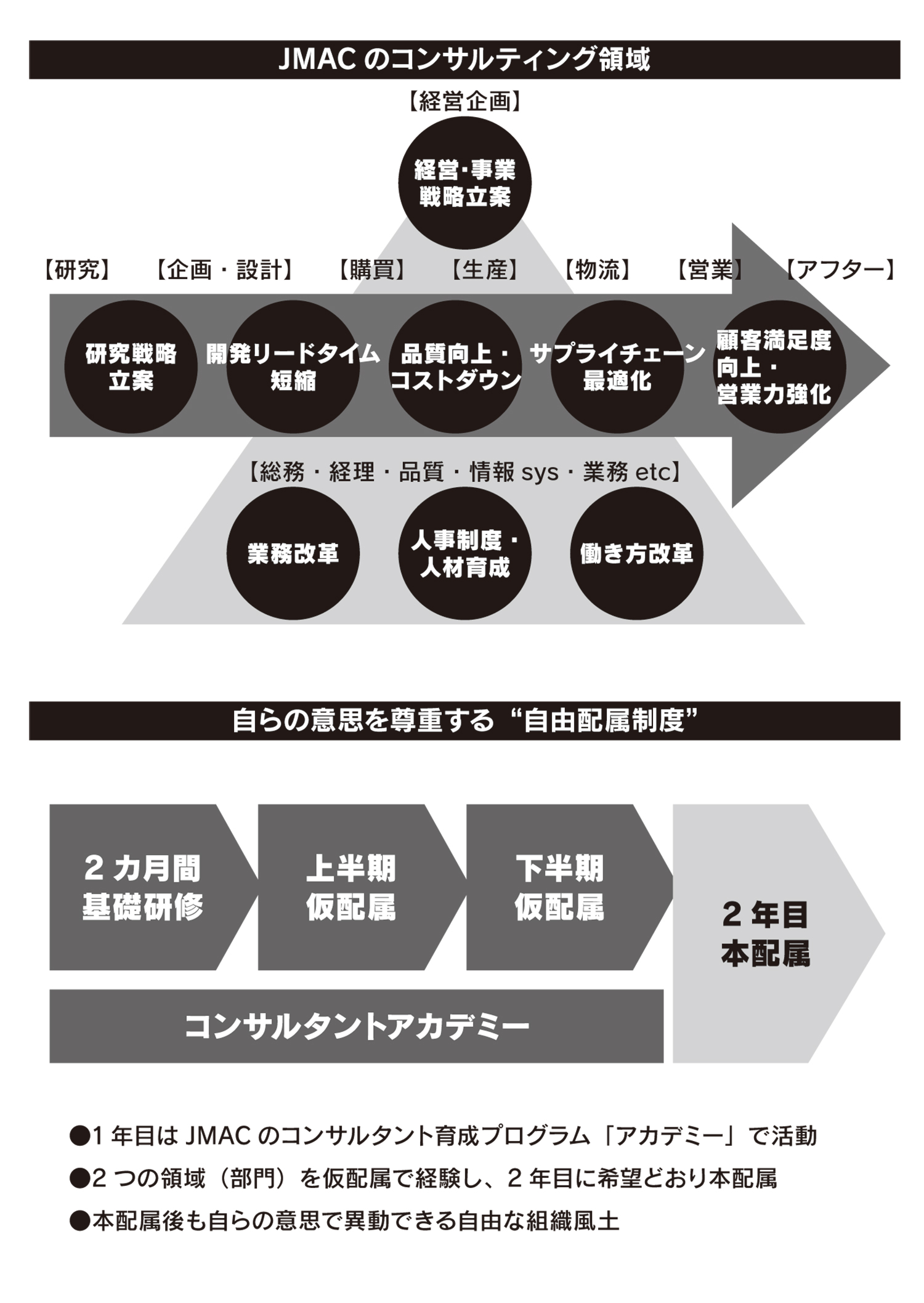 JMAC のコンサルティング領域-自らの意思を尊重する“自由配属制度”