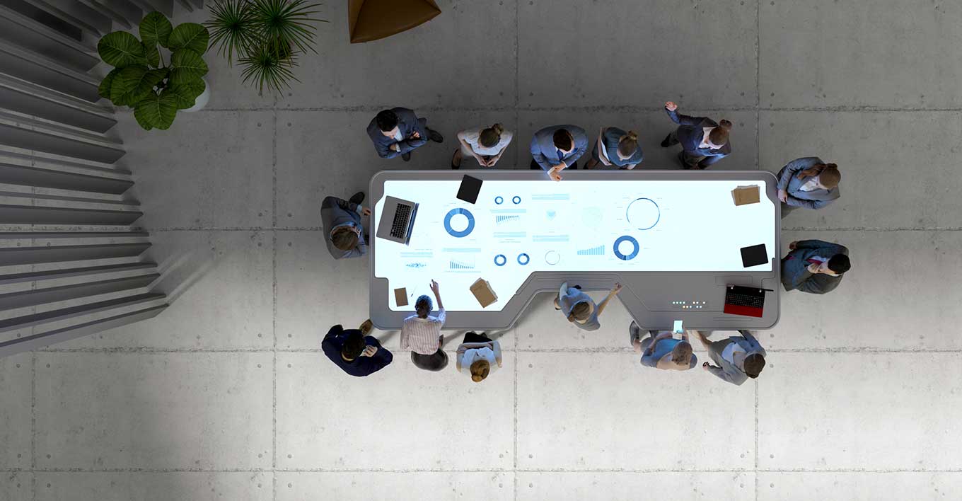 最先端の会議室でミーティング