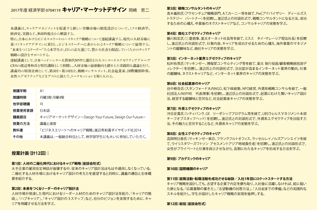 東京大学×コンコード 授業「キャリア・マーケットデザイン」開講